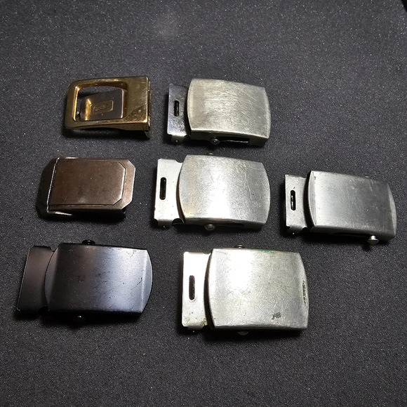 Lot Of 7 Slide Belt Buckles Some Made In USA Different Styles And Colors see pic - Picture 1 of 12